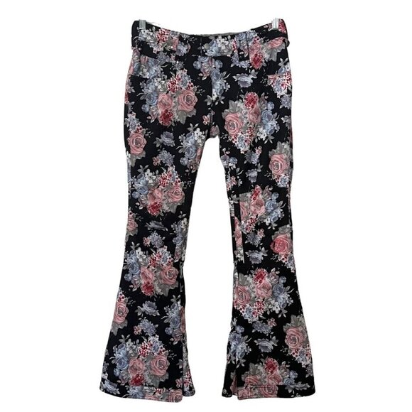 BETTY RIDES BLACK PINK FLORAL FLARED SNOWBOARD WINTER PANTS - S - Picture 2 of 16